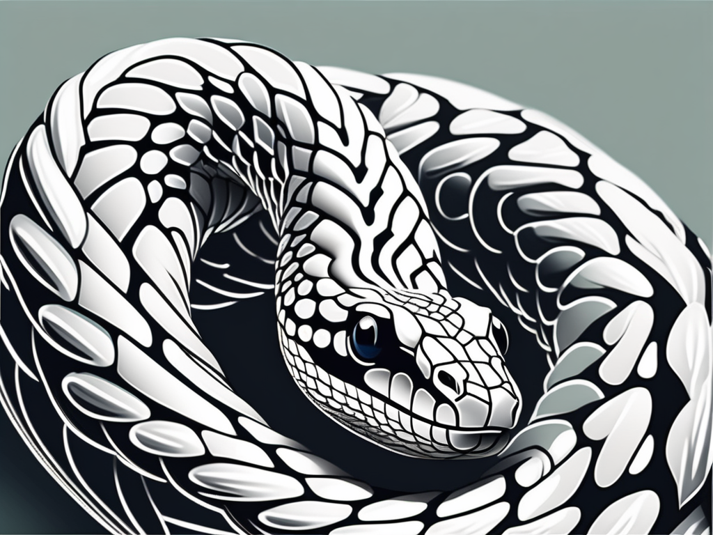 A python snake coiling and uncoiling itself in a spiral pattern